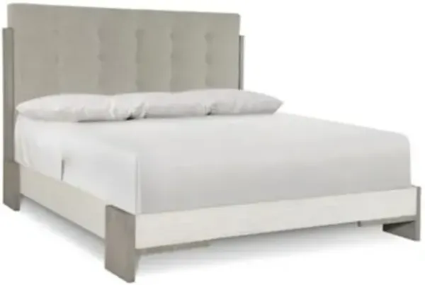 Foundations Upholstered Button Tufted King Panel Bed