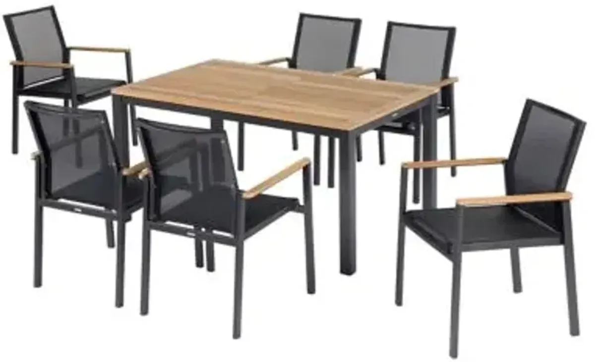 Aura Rectangular Outdoor Dining Table with Teak Top