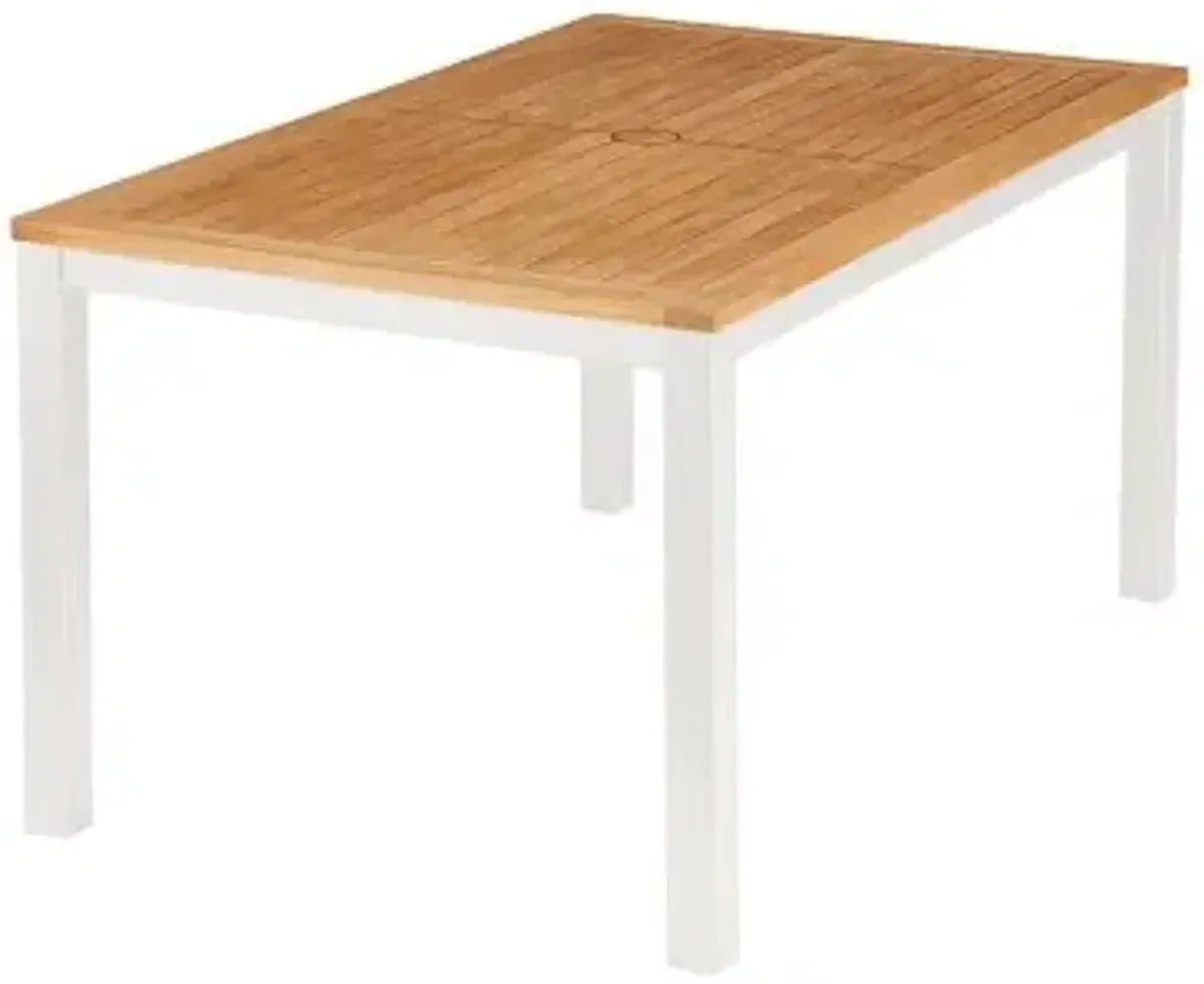 Aura Rectangular Outdoor Dining Table with Teak Top