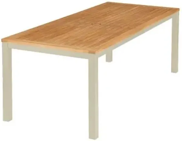 Aura Rectangular Outdoor Dining Table with Teak Top