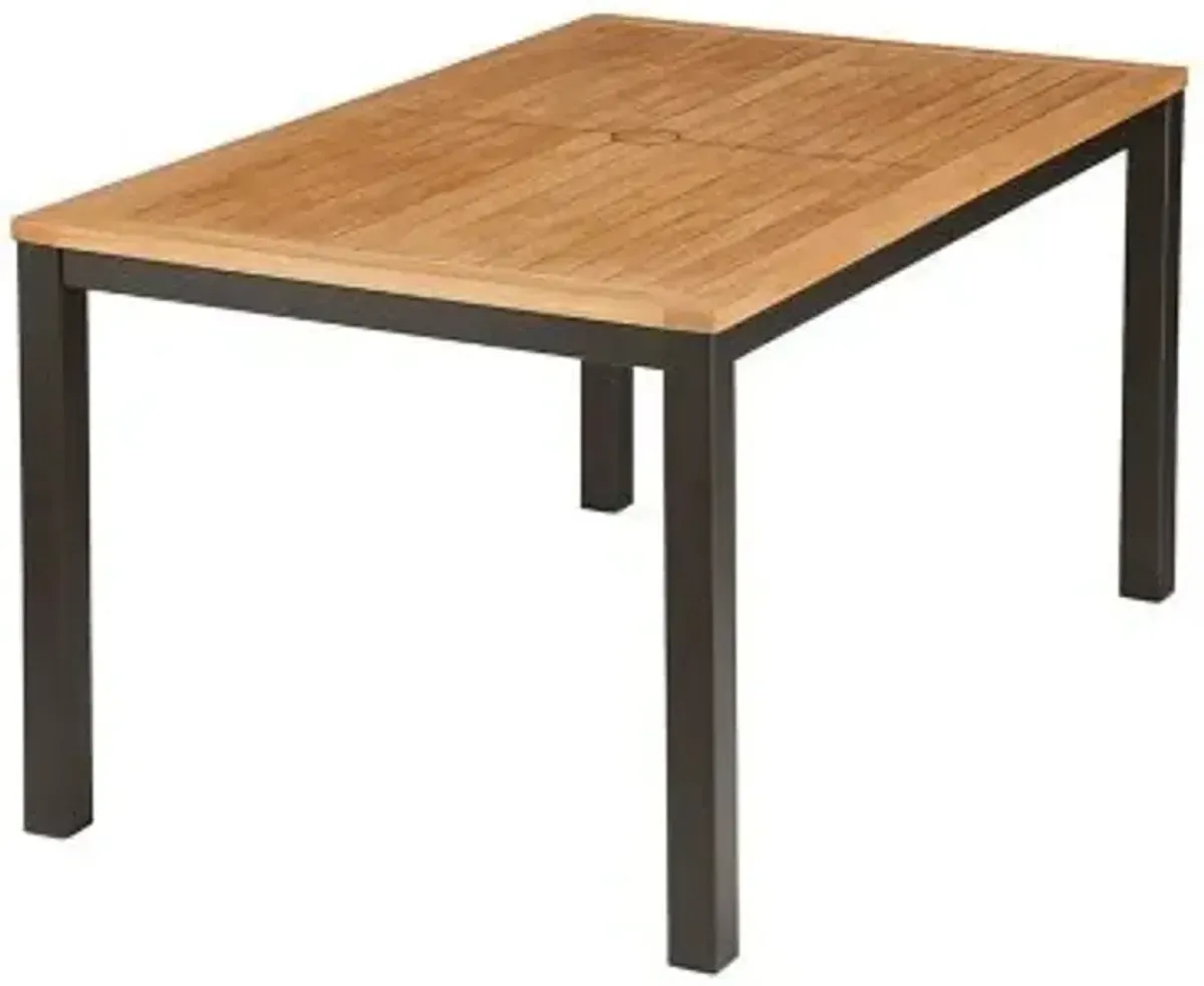 Aura Rectangular Outdoor Dining Table with Teak Top