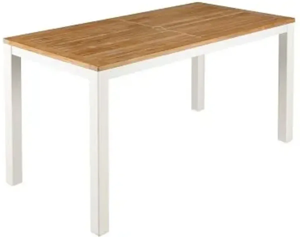 Aura Narrow Outdoor Dining Table with Teak Top