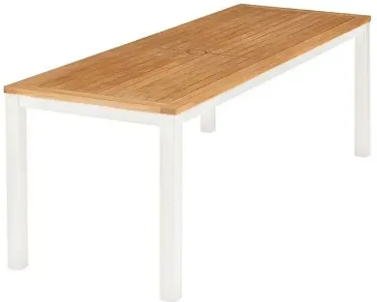 Aura Narrow Outdoor Dining Table with Teak Top