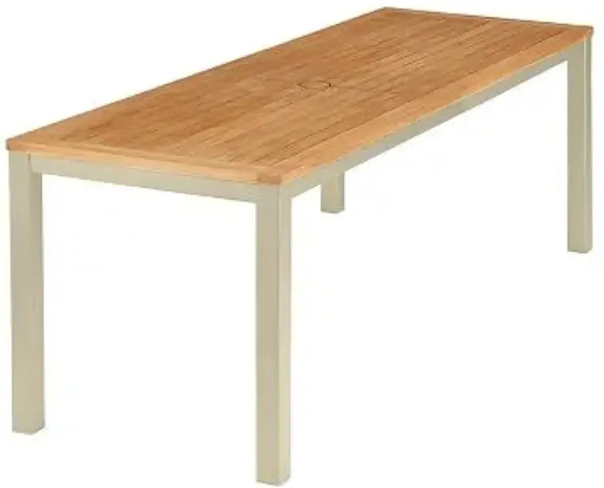 Aura Narrow Outdoor Dining Table with Teak Top