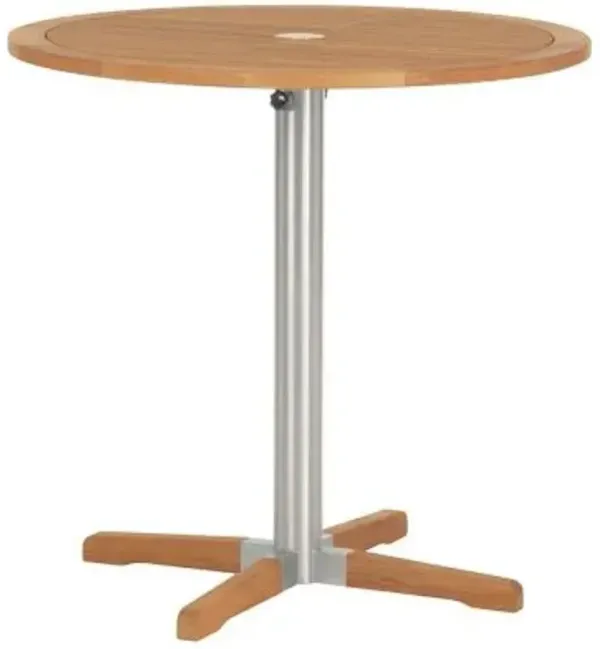 Equinox Round Outdoor Bar Bistro Table with Teak Top