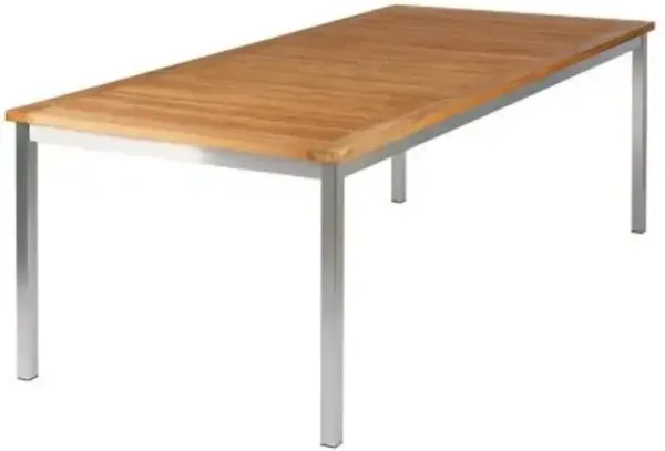 Equinox Rectangular Outdoor Dining Table with Teak Top