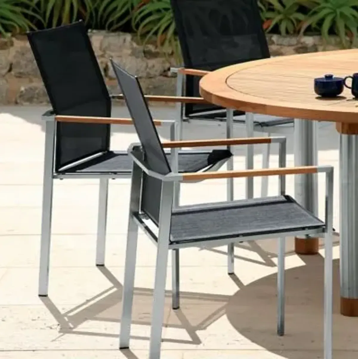 Equinox Round Outdoor Dining Table with Teak Top