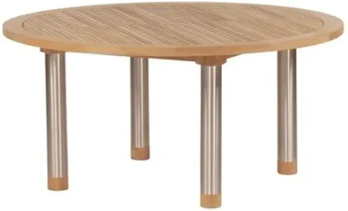 Equinox Round Outdoor Dining Table with Teak Top