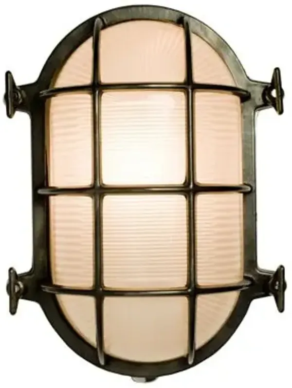 7034 Oval Brass Bulkhead Outdoor Wall Sconce
