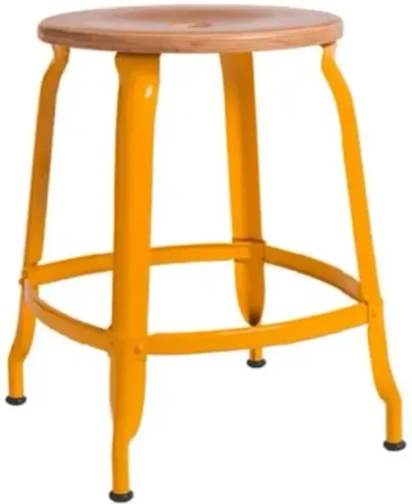 Nicolle Wood & Metal Low Stool