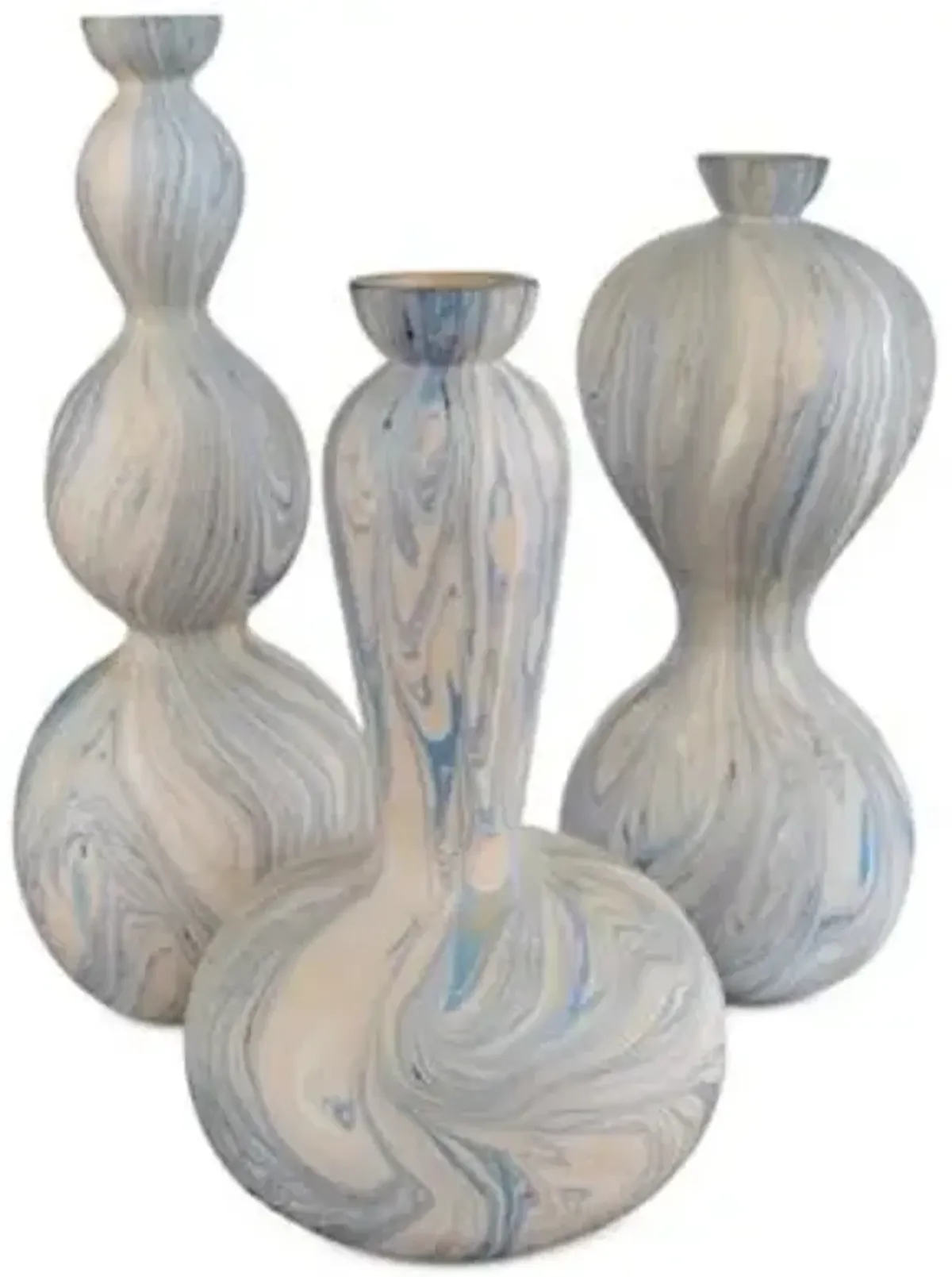 Calm Sea Marbleized Vase Set of 3