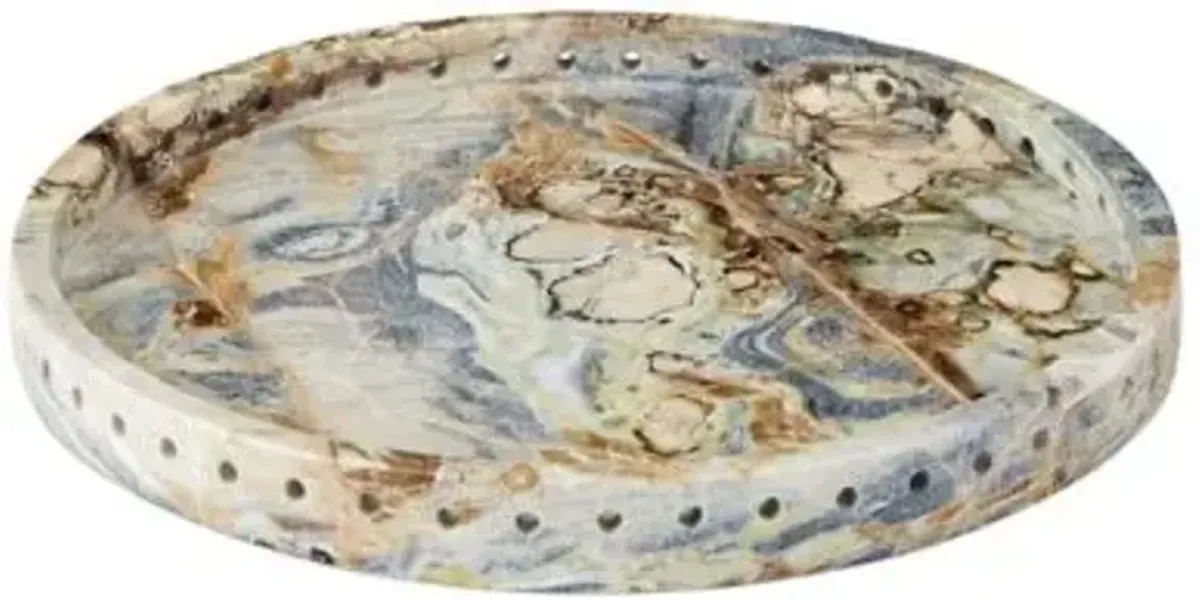 Freya Floral Jade Marble Tray