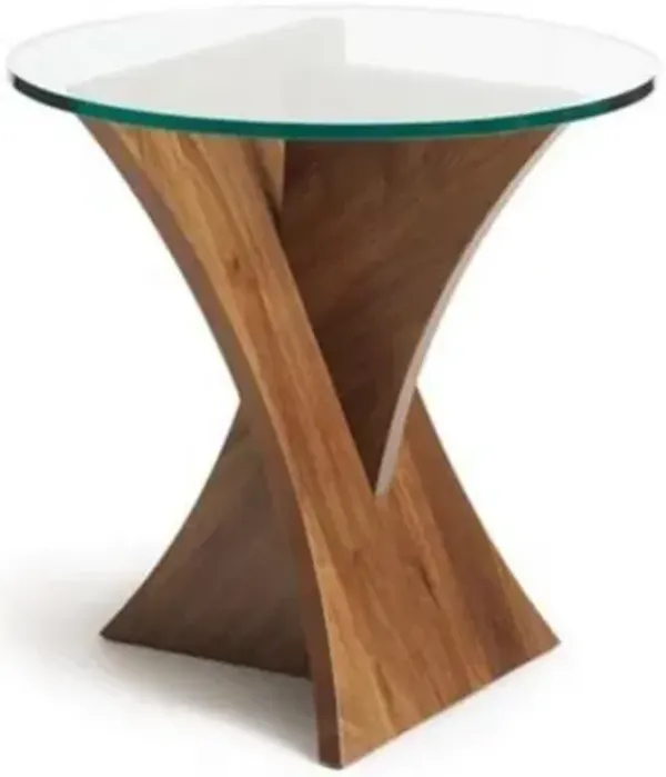 Planes Round Glass Top End Table