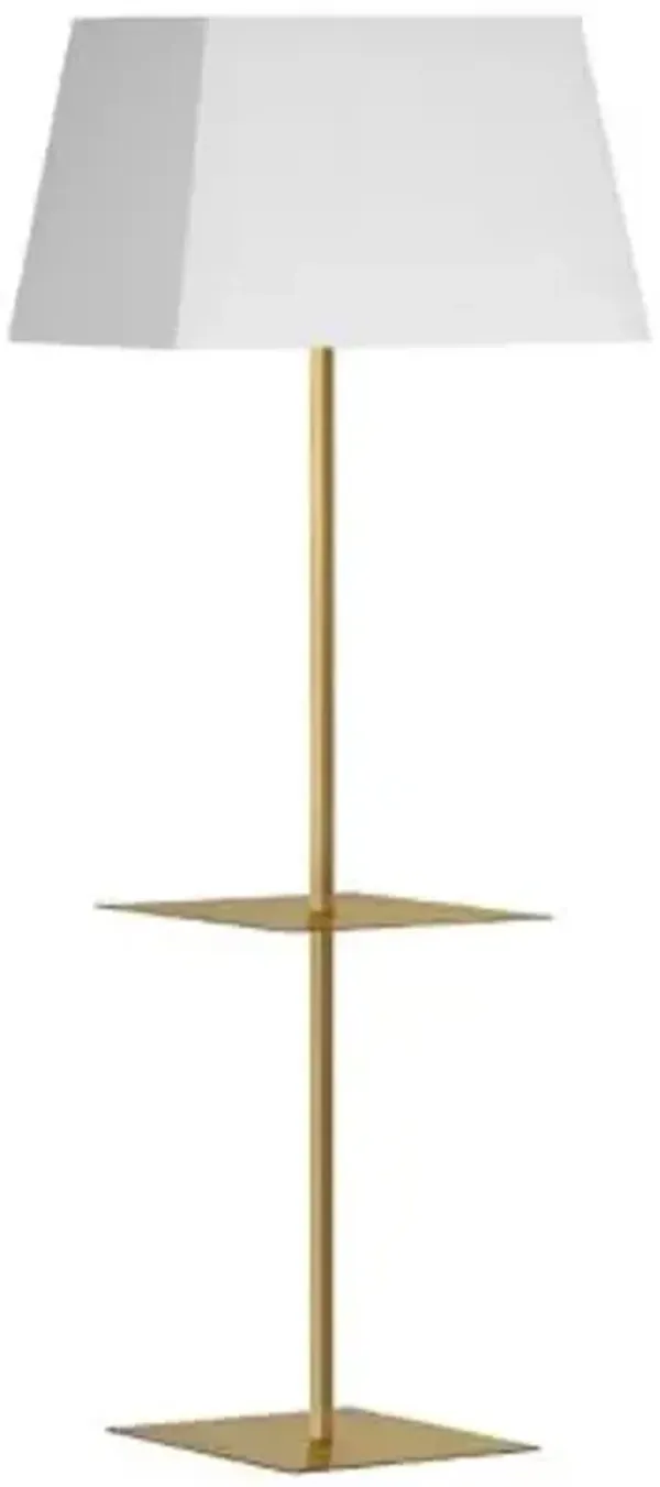 Gretchen Square Base Floor Lamp with Shelf