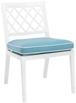 White with Sunbrella Mineral Blue color