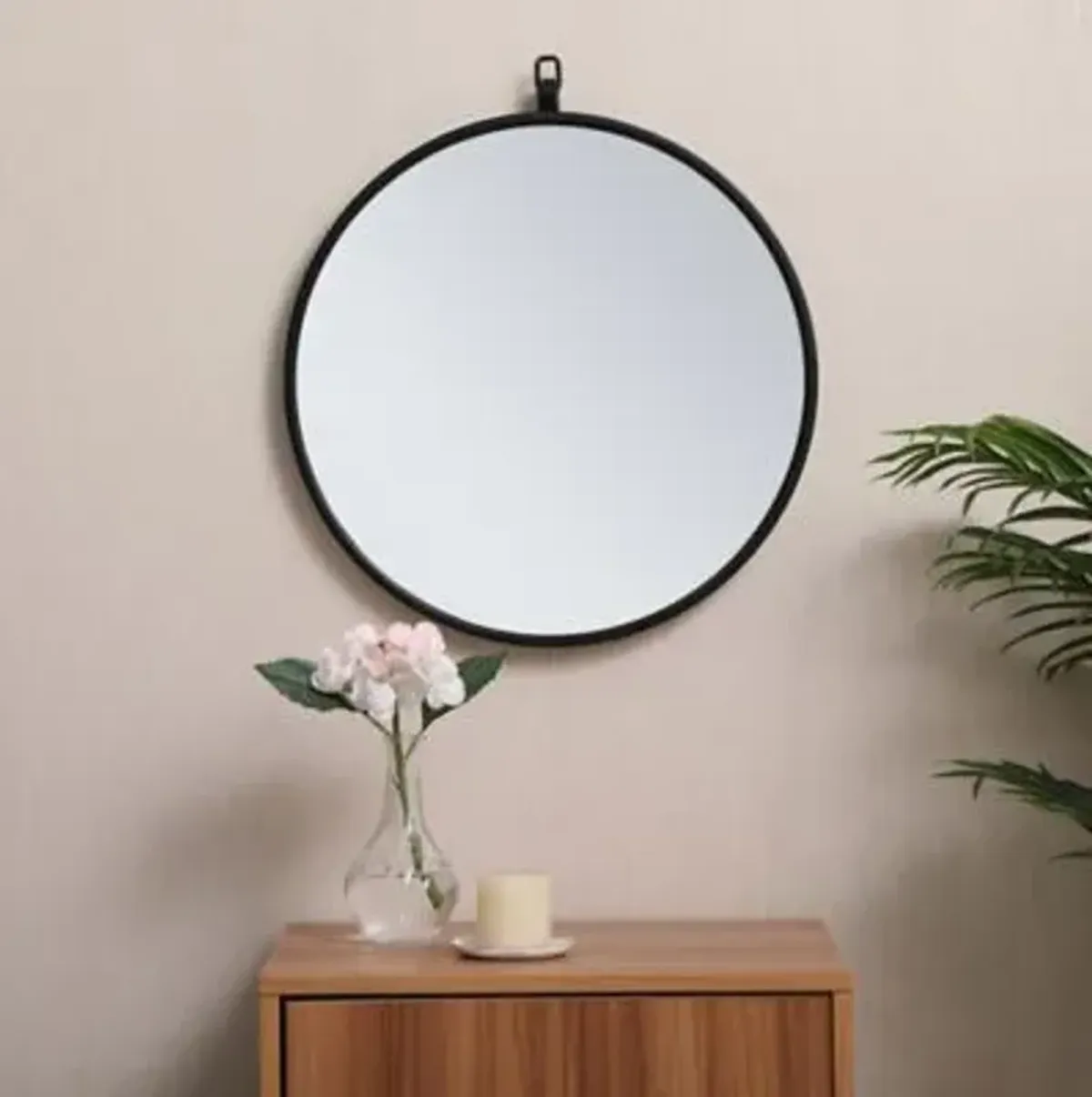 Rowan Round Wall Mirror with Decorative Hook