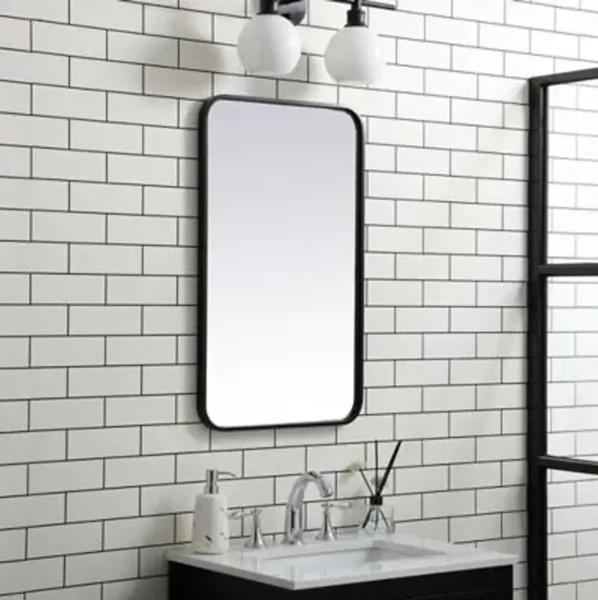 Evermore Soft Corner Metal Rectangular Vanity Mirror