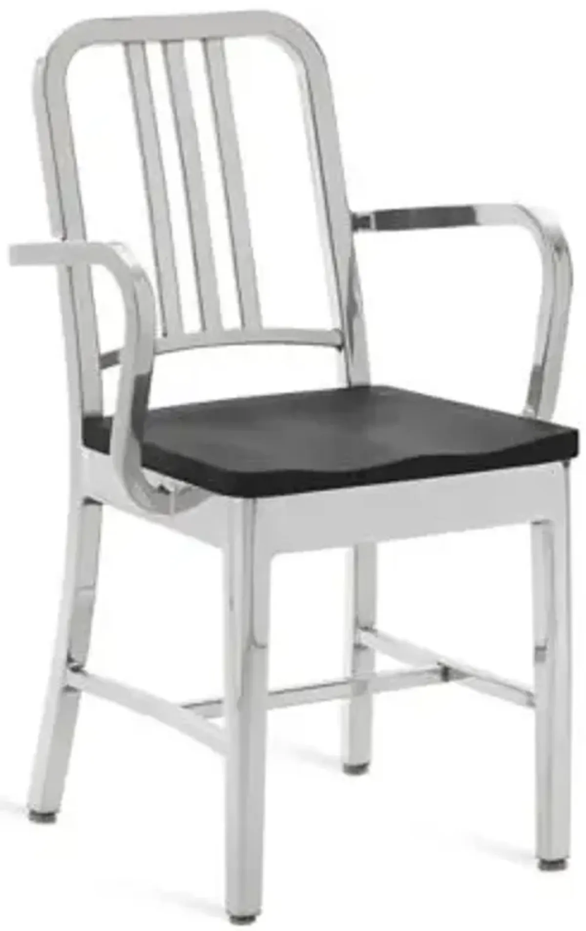 Navy Armchair, Wooden Seat