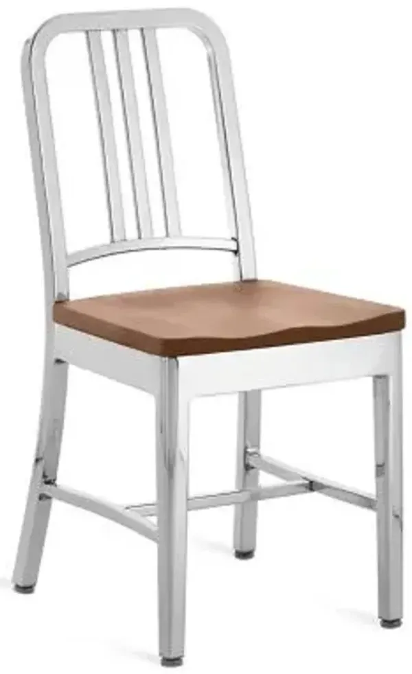 Navy Chair with Wood Seat