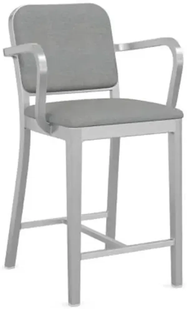 Navy Officer Upholstered Bar/Counter Stool with Arms