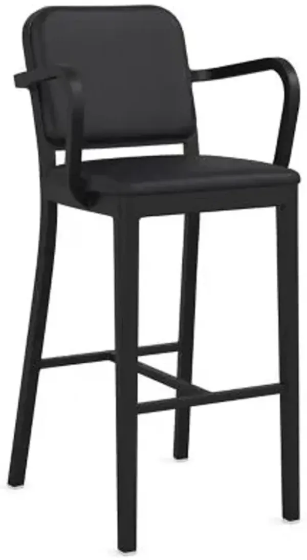 Navy Officer Upholstered Bar/Counter Stool with Arms