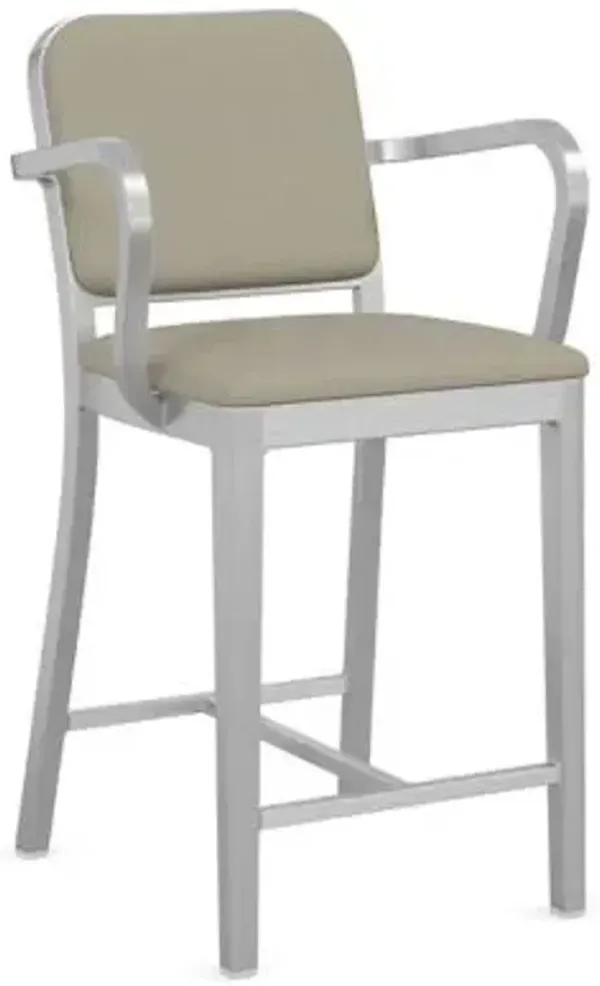 Navy Officer Upholstered Bar/Counter Stool with Arms