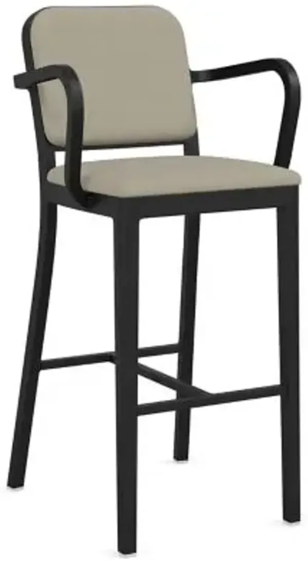 Navy Officer Upholstered Bar/Counter Stool with Arms