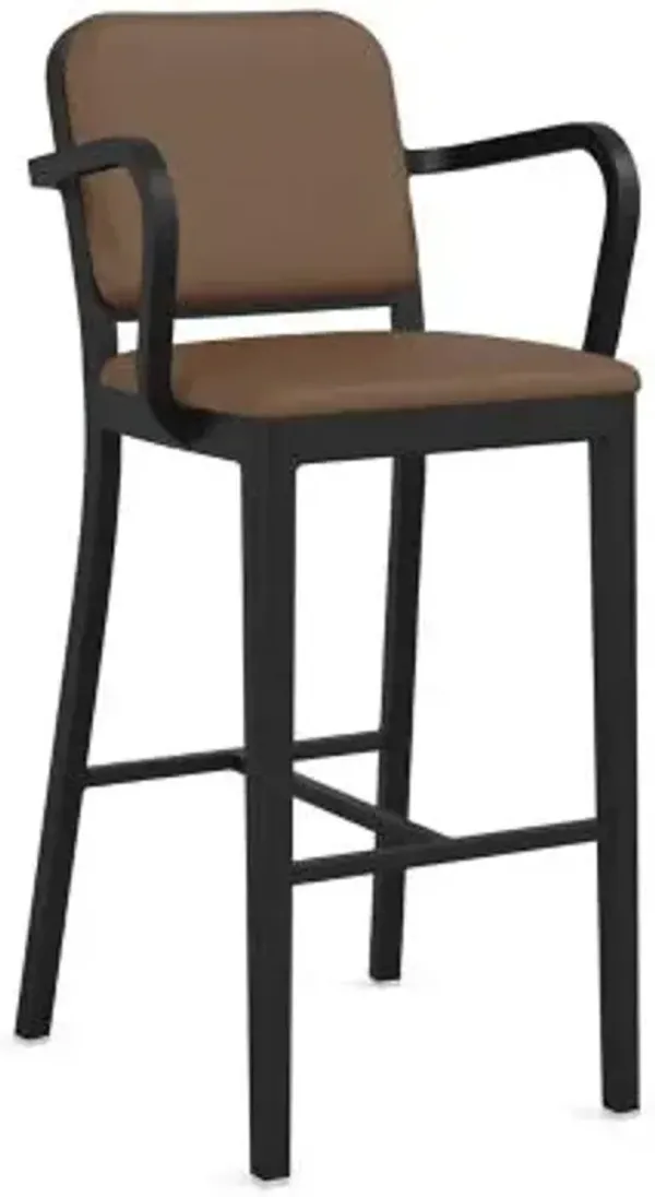 Navy Officer Upholstered Bar/Counter Stool with Arms