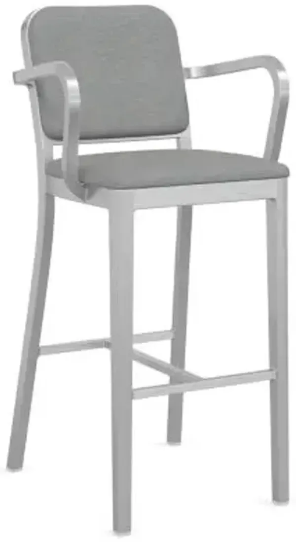 Navy Officer Upholstered Bar/Counter Stool with Arms