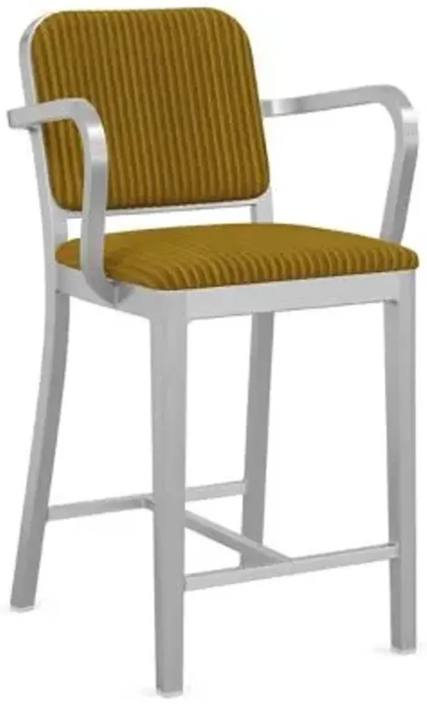 Navy Officer Upholstered Bar/Counter Stool with Arms