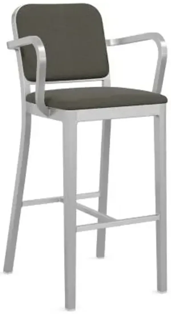 Navy Officer Upholstered Bar/Counter Stool with Arms