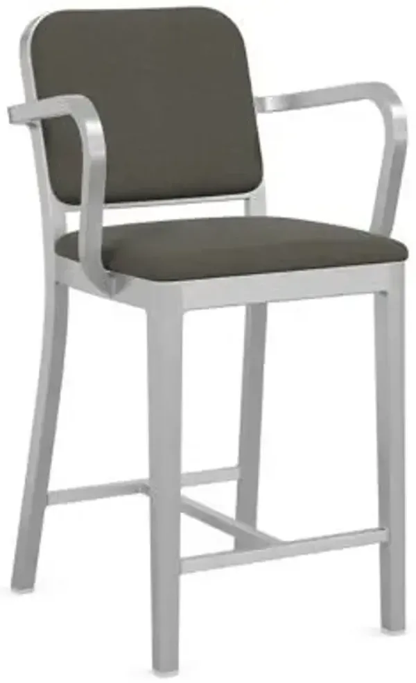 Navy Officer Upholstered Bar/Counter Stool with Arms