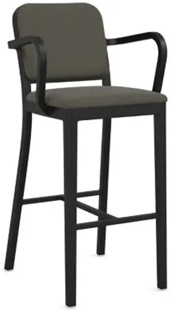 Navy Officer Upholstered Bar/Counter Stool with Arms