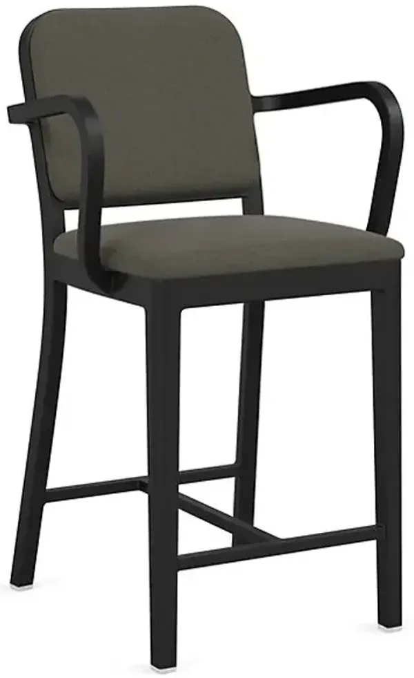 Navy Officer Upholstered Bar/Counter Stool with Arms
