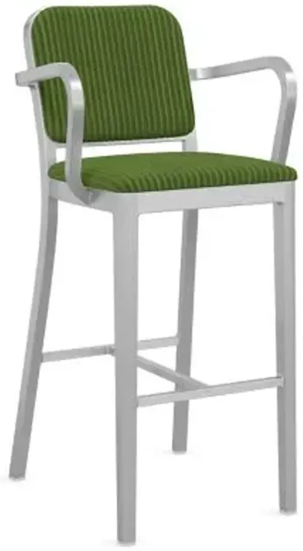 Navy Officer Upholstered Bar/Counter Stool with Arms