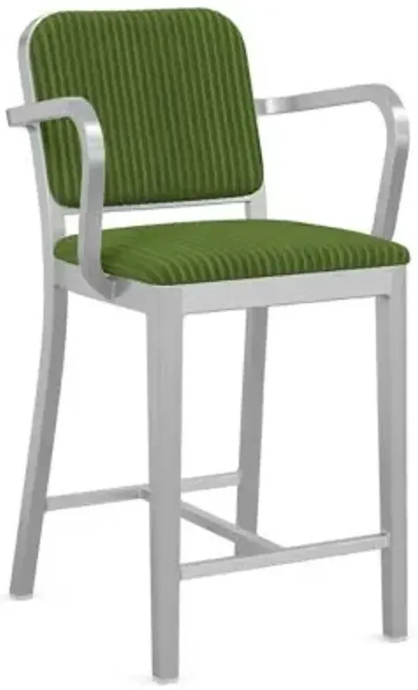 Navy Officer Upholstered Bar/Counter Stool with Arms