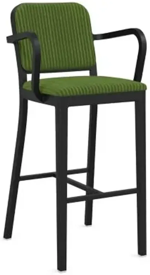 Navy Officer Upholstered Bar/Counter Stool with Arms