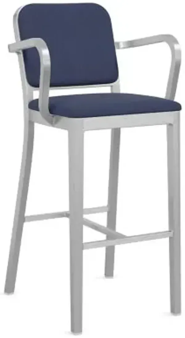 Navy Officer Upholstered Bar/Counter Stool with Arms