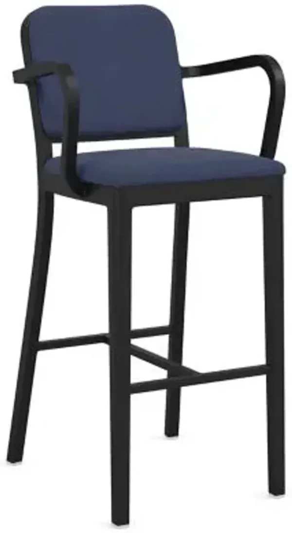Navy Officer Upholstered Bar/Counter Stool with Arms