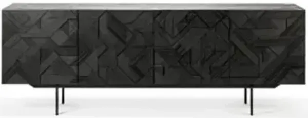 Teak Graphic Sideboard - 4 Doors