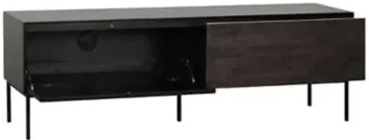 Teak Grooves TV Cupboard - 1 Flip-Down Door - 1 Drawer