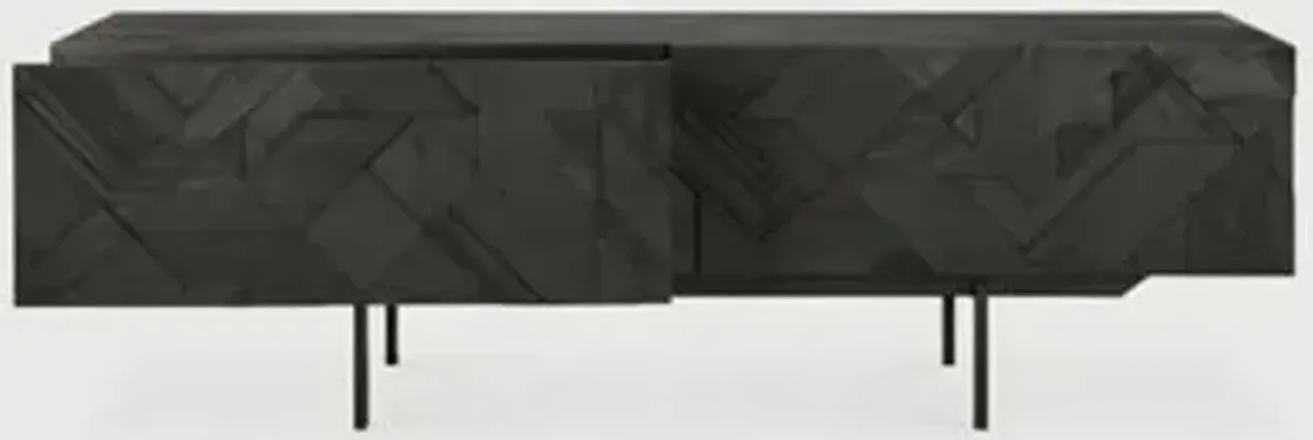 Teak Graphic TV Cupboard - 1 Door - 1 Drawer