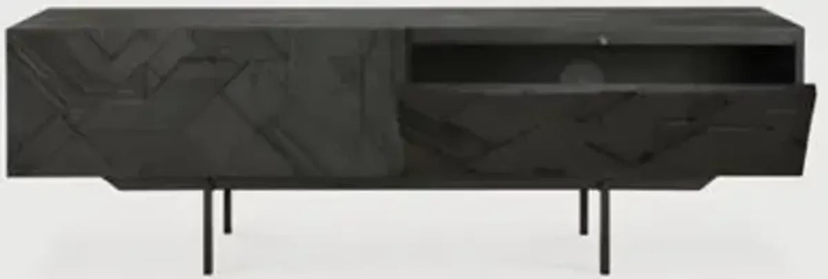 Teak Graphic TV Cupboard - 1 Door - 1 Drawer