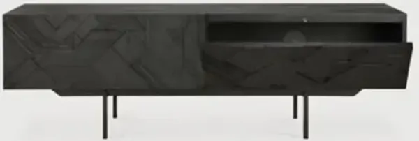 Teak Graphic TV Cupboard - 1 Door - 1 Drawer