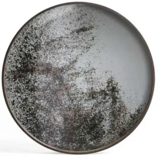 Aged Round Mirror Tray