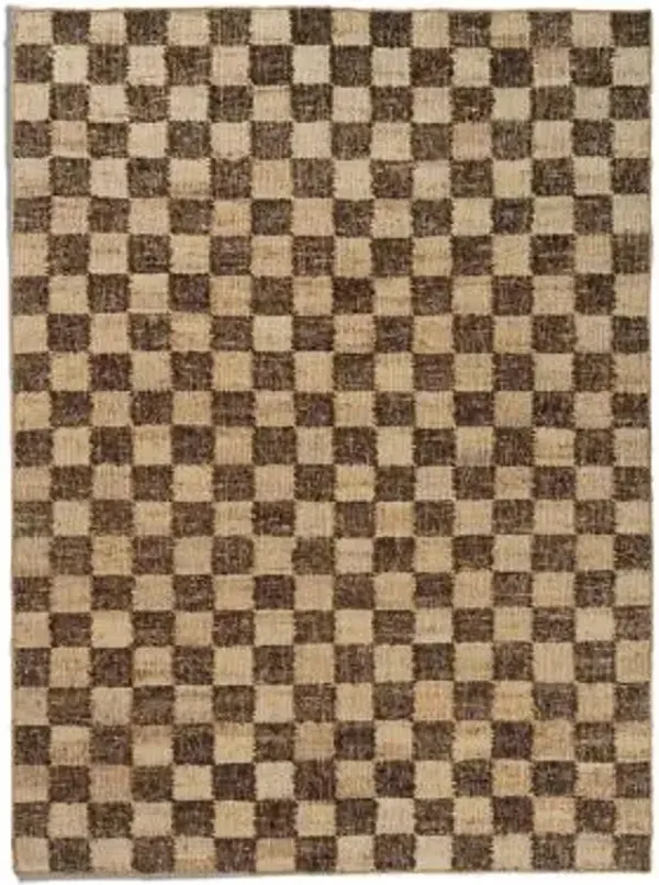 Check Wool Jute Rug