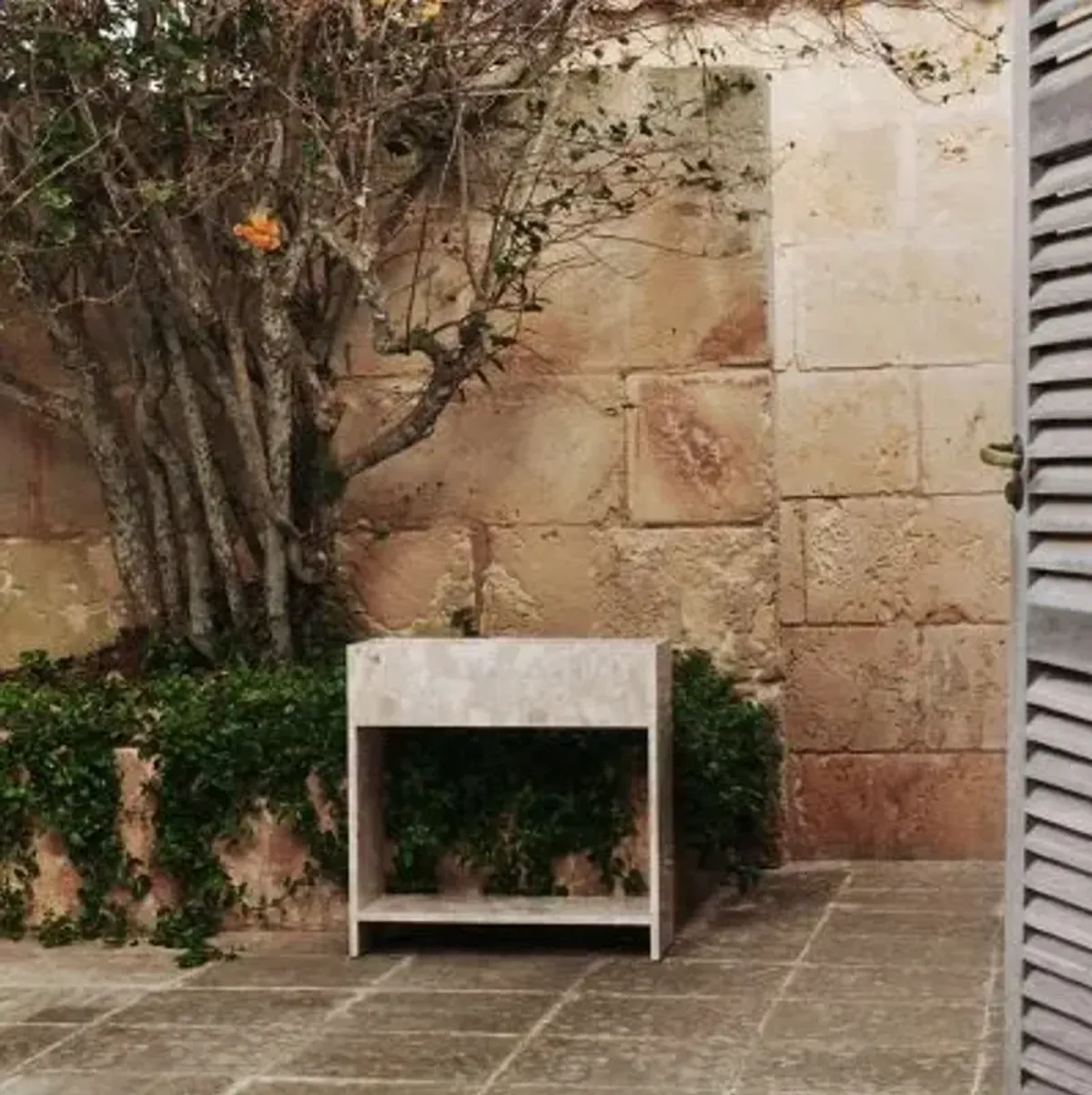 Stone Plant Box With Shelf