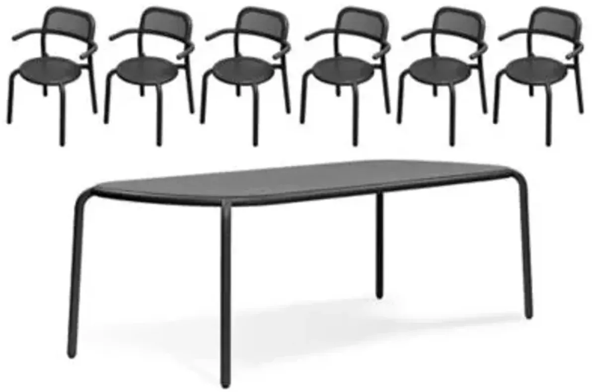 Toni Tablo Outdoor Dining Table Set with 6 Armchairs