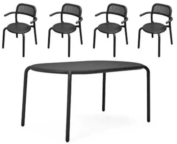 Toni Tavolo Outdoor Dining Table Set with 4 Armchairs