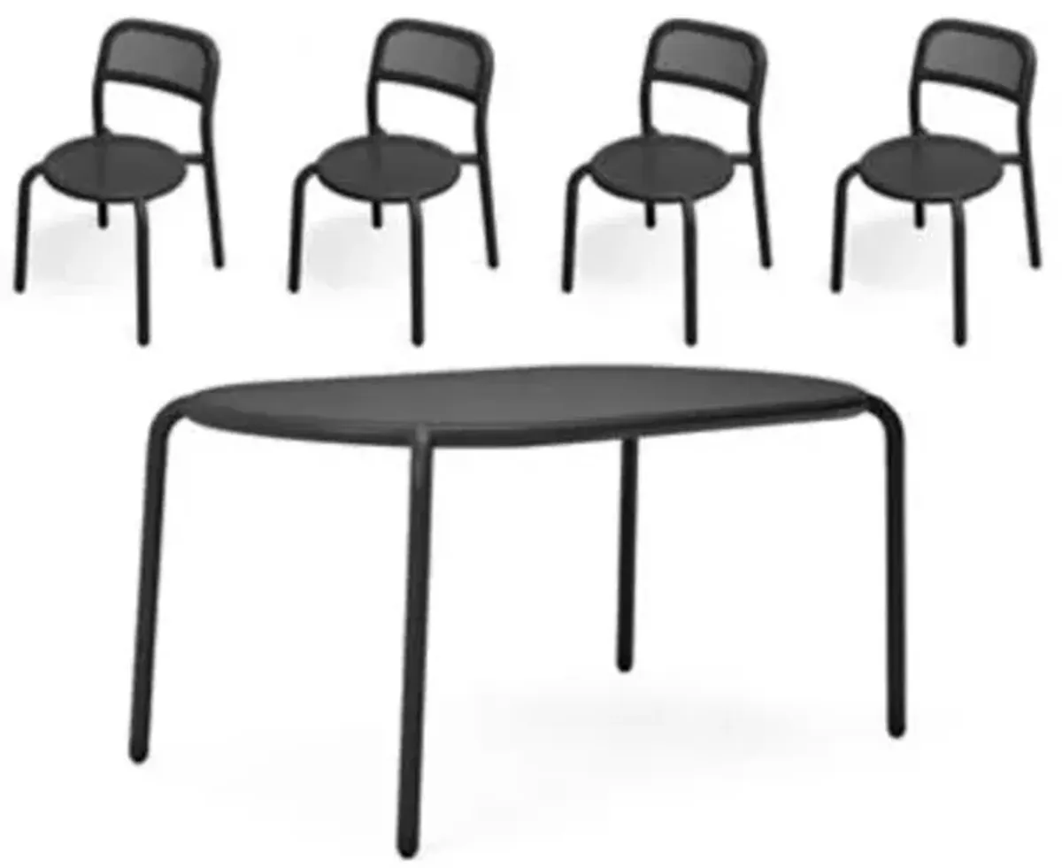 Toni Tavolo Outdoor Dining Table Set with 4 Sidechairs